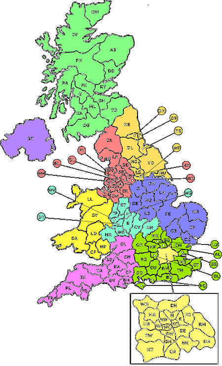 Postcode Map - all Areas